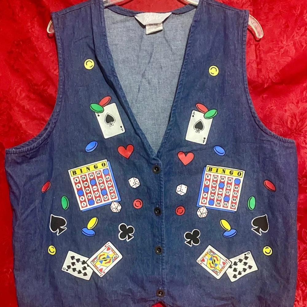 Blair Blue Bingo Card Game Vest
